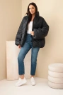 Women's quilted jacket with a high stand-up collar black