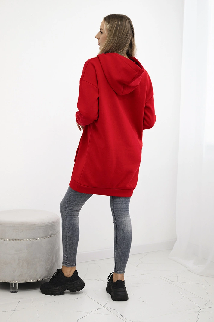 Hooded sweatshirt with patches red