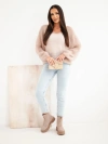 Damenpullover aus 70% Kid-Mohair mit V-Ausschnitt in lockerem Schnitt beige