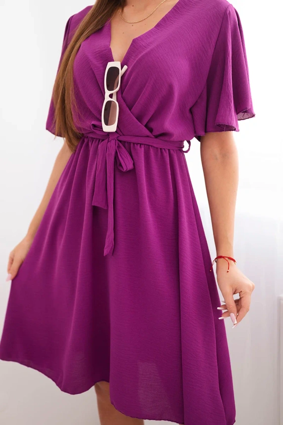 Kleid mit überlappendem Ausschnitt dunkelviolett