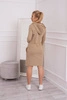 Dress with a hood and pockets camel