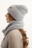 Women's set hat and long scarf made of soft yarn gray