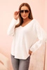 Women's sweater with viscose and V-neck white