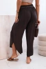 Women's viscose trousers with leg slit brown
