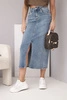 Women's midi denim skirt with a front slit denim