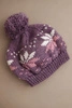 Women's winter wool hat with snowflake pattern and pompom K457 light purple