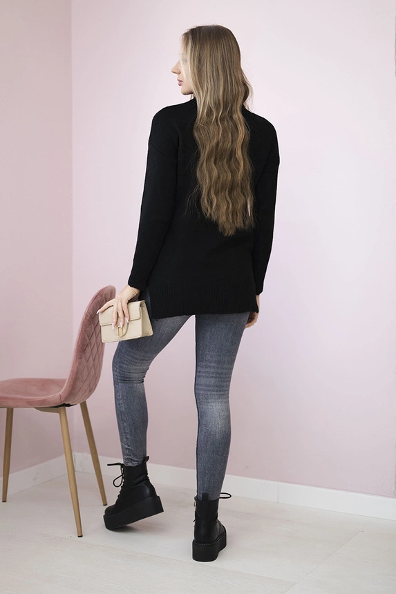 Sweater with stand-up collar black