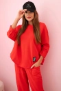 Cotton sweatshirt pants set red