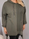 Women’s Plus Size cotton hoodie with a braided insert khaki