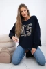 Printed sweatshirt buttery fabric navy blue