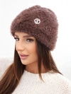 A hat women's openwork with addition of viscose and decoration brown