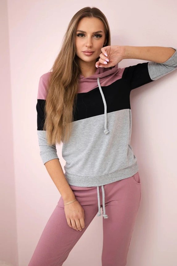 Set with colorful stripes dark pink+black