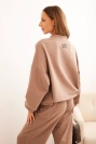 Women's cotton set with wide leg pants and zip-up sweatshirt fango