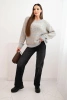 Women's striped sweater with wool in a loose fit gray
