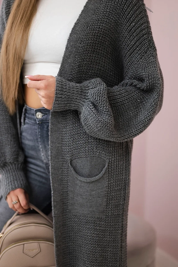 Sweater long cardigan graphite
