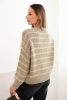 Women's loose-fitting striped sweater with wool khaki