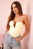 Women's strapless bodysuit blouse with ruffles and V-neckline yellow