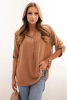 Bluse mit längerem Rücken dunkel camel