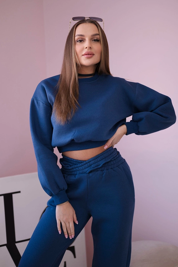 Isoliertes Set mit kurzem Denim-Sweatshirt