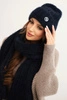 Women's set hat and long scarf made of soft yarn navy blue