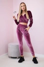 Veloursset mit Aufschrift Queen dunkelrosa
