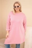 Plus Size women's dress made of viscose with a loose fit and long sleeves dark powder pink