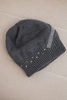 Women's wool winter hat with decorative crystals K399 black