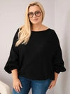 Damenpullover Plus Size mit Wollanteil in weiter Passform schwarz