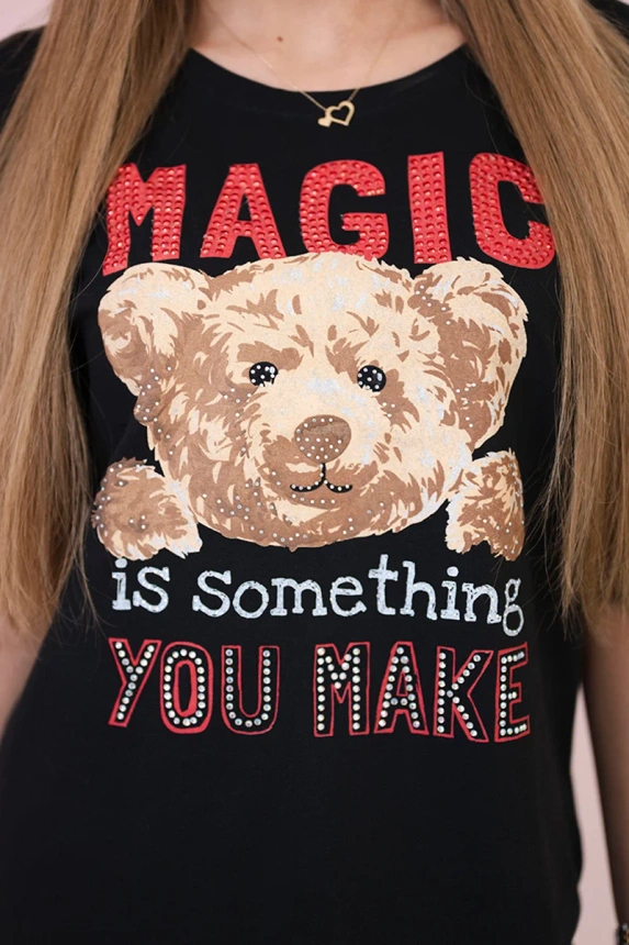 Blúzka s potlačou Magic čierna