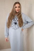 Long insulated dress with embroidery grey