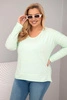 Damenbluse Plus Size mit V-Ausschnitt und längerem Rücken mintgrün