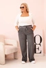 Plus Size women's trousers with viscose, wide leg and elastic waistband graphite