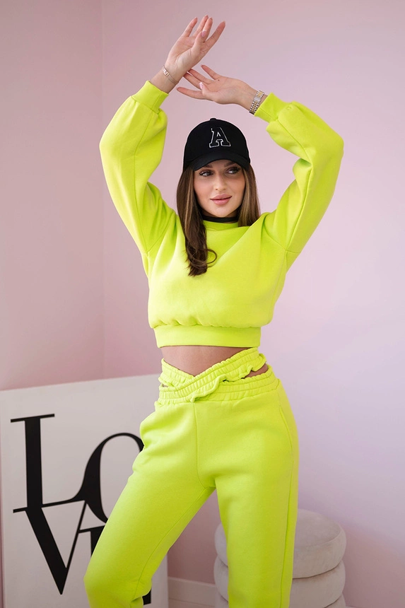 Isoliertes Set mit kurzem Sweatshirt Pistazie