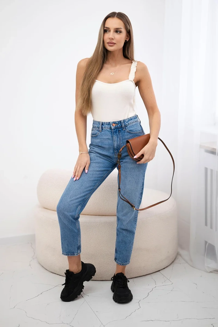 Body blouse on shoulder straps beige