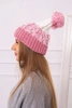 Dámská čepice s bambulí Abigail K326 powder pink+ecru