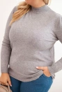 Moteriškas Plus Size megztinis iš viskozės su golfo apykakle pilkas