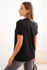 Women's cotton blouse with a V-neck and short sleeves black