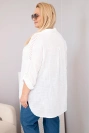 Koszula damska bawełniana Plus Size z kołnierzykiem i koronkową wstawką biała