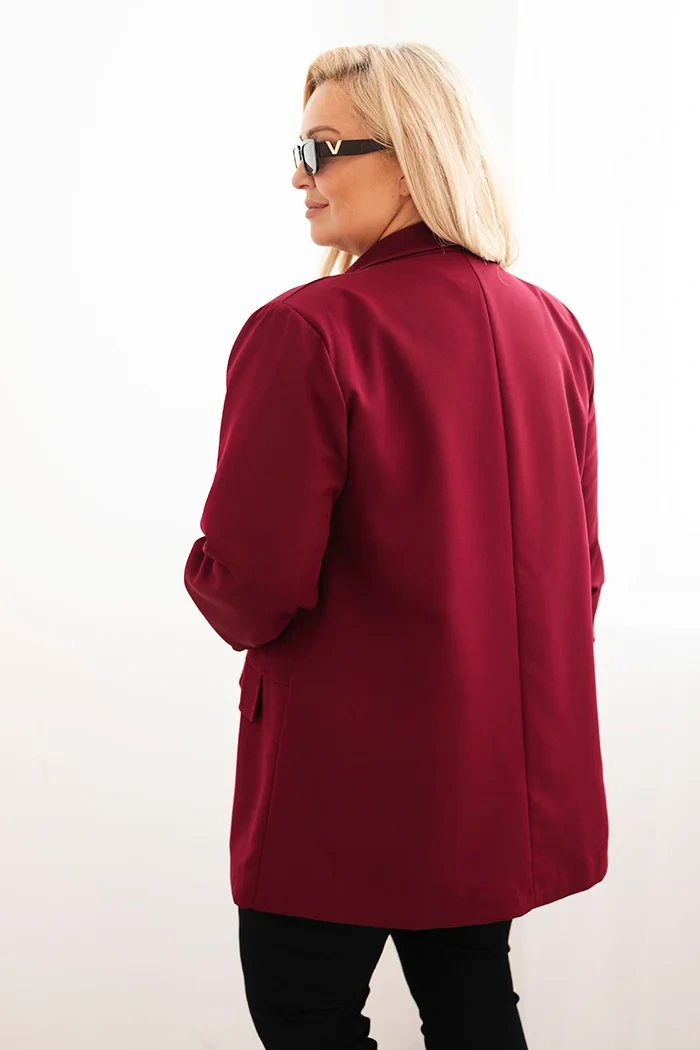 Dámská elegantní plus size sako bordó