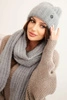 Women's set hat and long scarf made of soft yarn gray