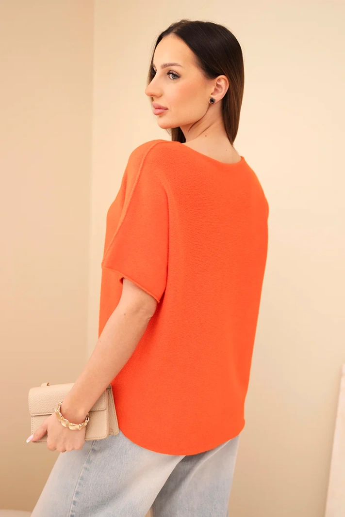 Women's short-sleeve loose-fit sweater orange