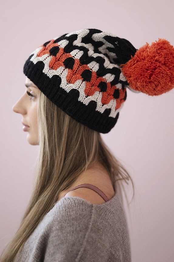 Women's cap Laila K283 black + orange neon