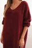 Plus Size women's dress wool with V-neck burgundy