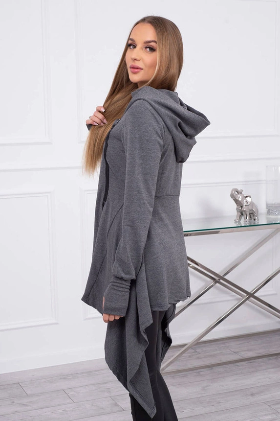 Hooded sweatshirt with side zip graphite