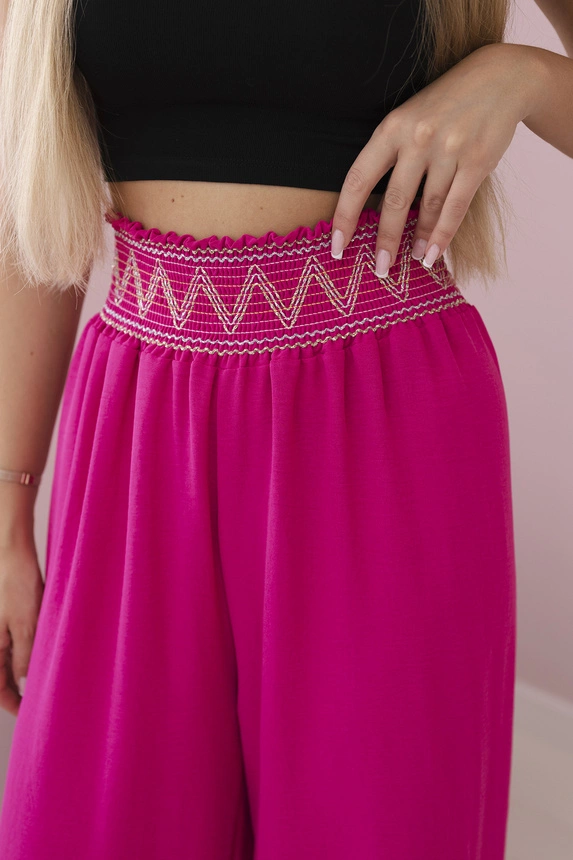 Nohavice so širokým elastickým pásom fuchsia
