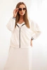 Women's set with viscose featuring a button-up blouse and a long dress ecru