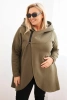 Women's Plus Size insulated hoodie with an asymmetrical zipper khaki
