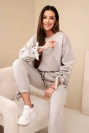 Damen Komplettset aus Viskose mit Bindungen butterfarben dunkelbeige