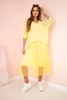 Pleated dress with an openwork sweater yellow