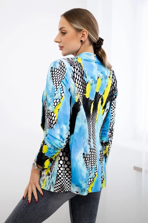 Cotton jacket with a colorful print blue